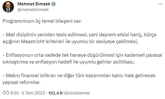 BAKAN ŞİMŞEK EKONOMİDE İZLENECEK ADIMLARI PAYLAŞTI! 3 MADDE VAR