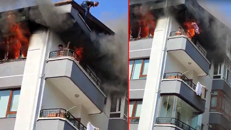 YANGINDA CAN PAZARI! ÜZERİNE SU DÖKÜP, ISLAK BEZLERLE ALEVLERDEN KORUNDU