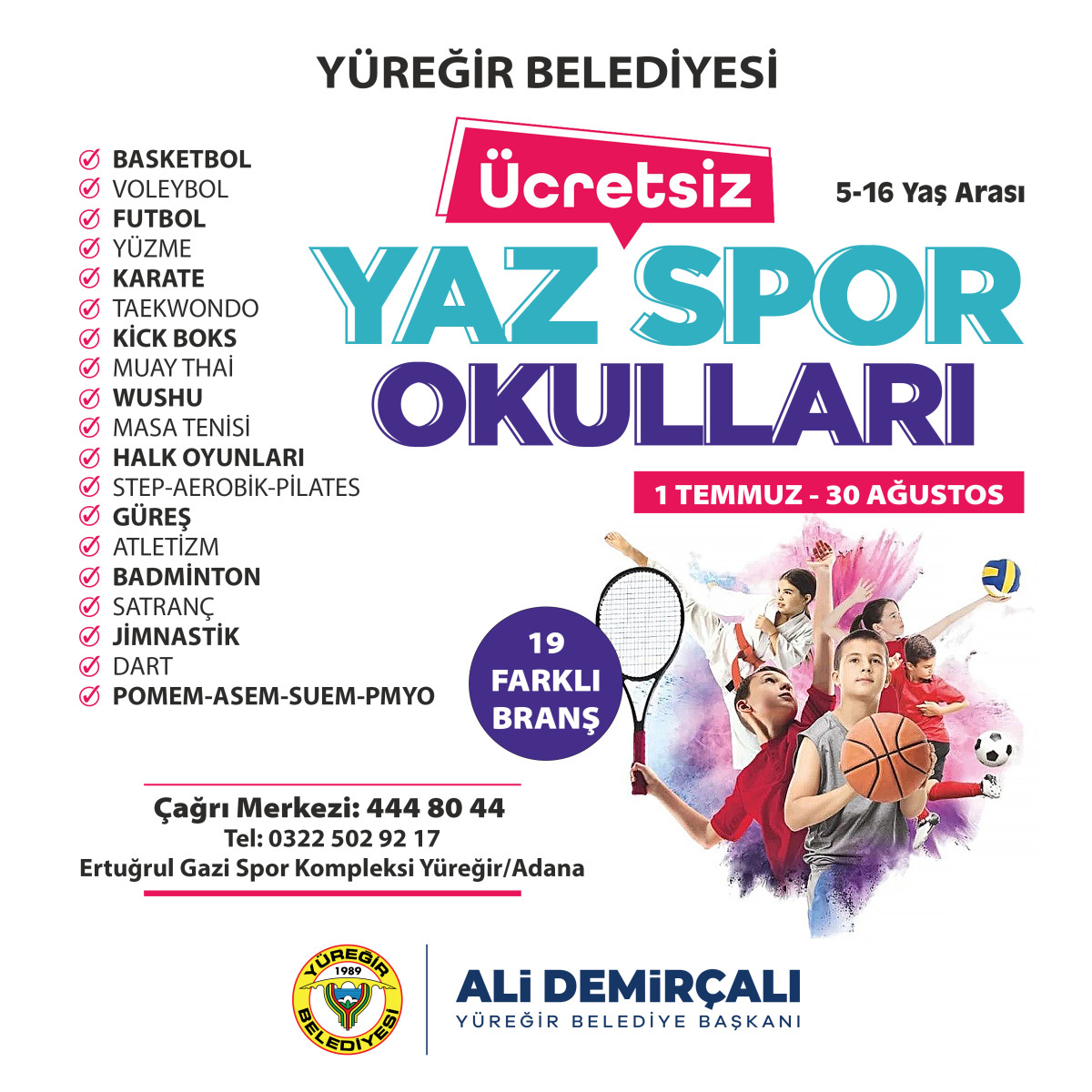 YÜREĞİR’DE YAZ SPOR OKULLARI BAŞLIYOR