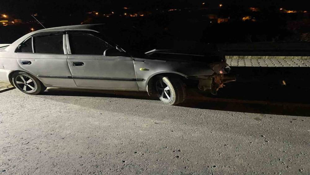 ÖNÜNE KÖPEK ÇIKAN SÜRÜCÜ KÖPRÜNÜN BARİYERLERİNE ÇARPTI:1 YARALI