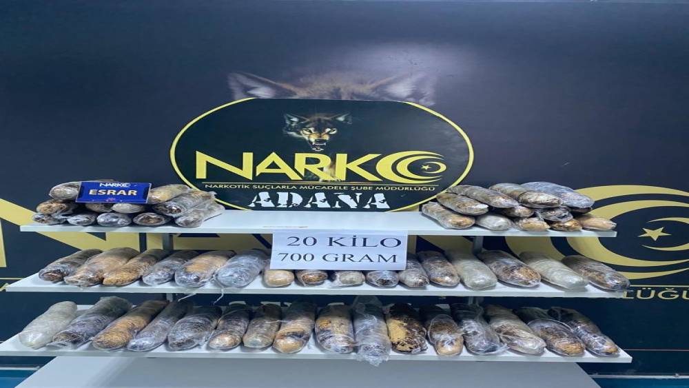 ADANA’DA 20 KİLO 700 GRAM ESRAR ELE GEÇİRİLDİ, 1 KİŞİ TUTUKLANDI