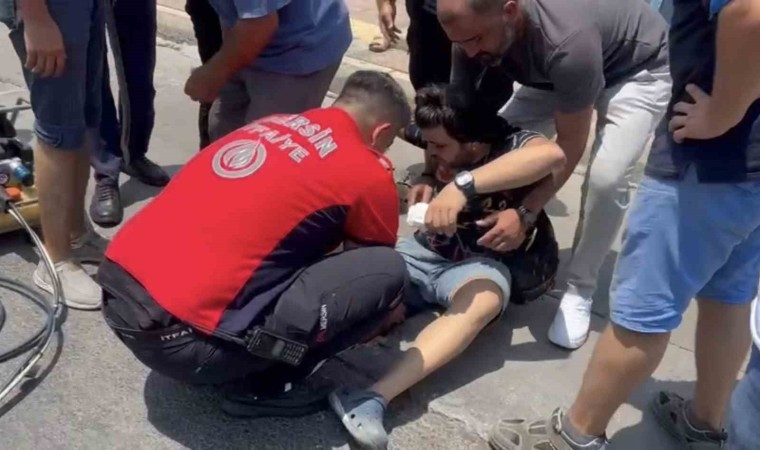 BACAĞI MAZGALA SIKIŞAN GENCİ İTFAİYE EKİPLERİ KURTARDI
