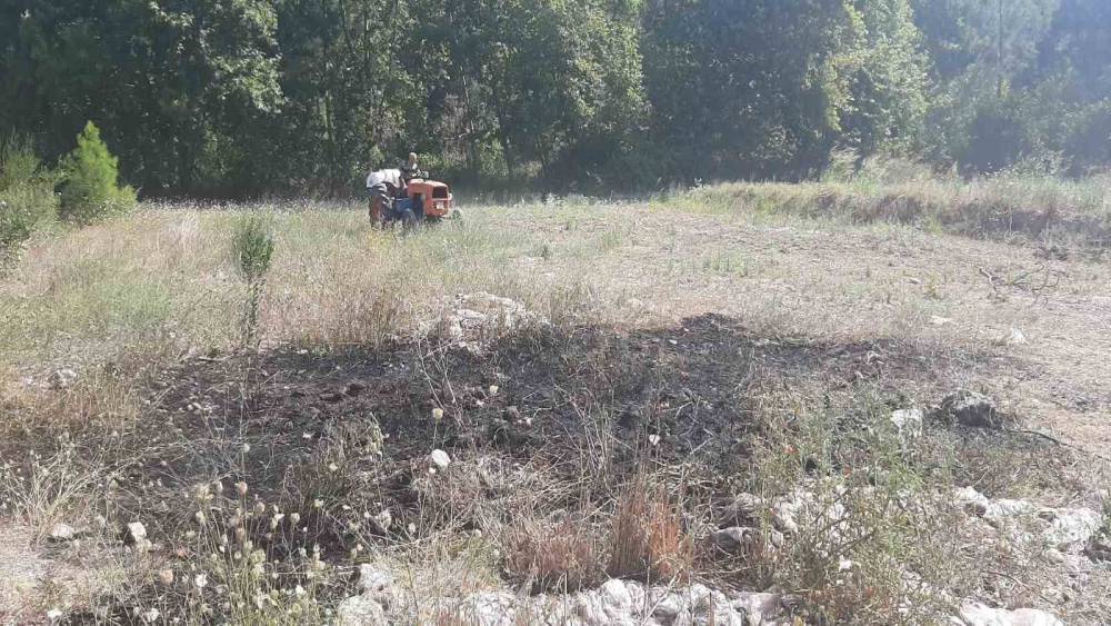 MANAVGAT’TAKİ YANGIN ORMANA SIÇRAMADAN SÖNDÜRÜLDÜ